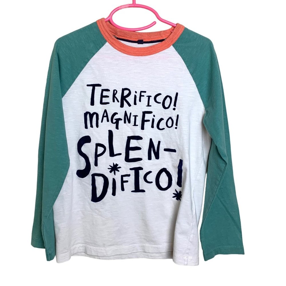 Mini Boden Green and White Long Sleeve Tee